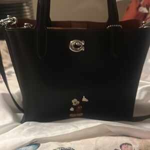 Coach x Disney Black Leather Tote Bag
